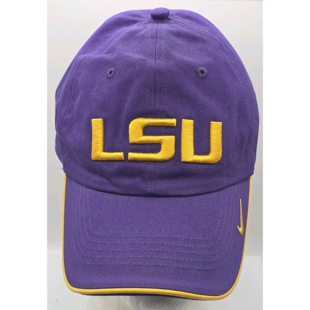 LSU Tigers NCAA Nike Team Strapback Hat Purple‎ Hook and Loop Dad Cap Adult